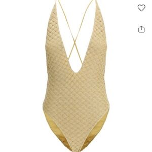 Yellow Textured One-Piece Swimsuit